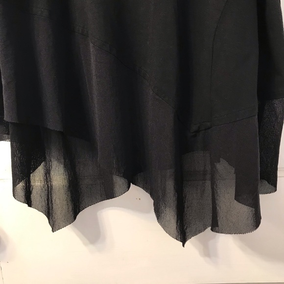 Eileen Fisher asymmetric sheer hem sleeveless dress XS black viscose jersey - Picture 5 of 10